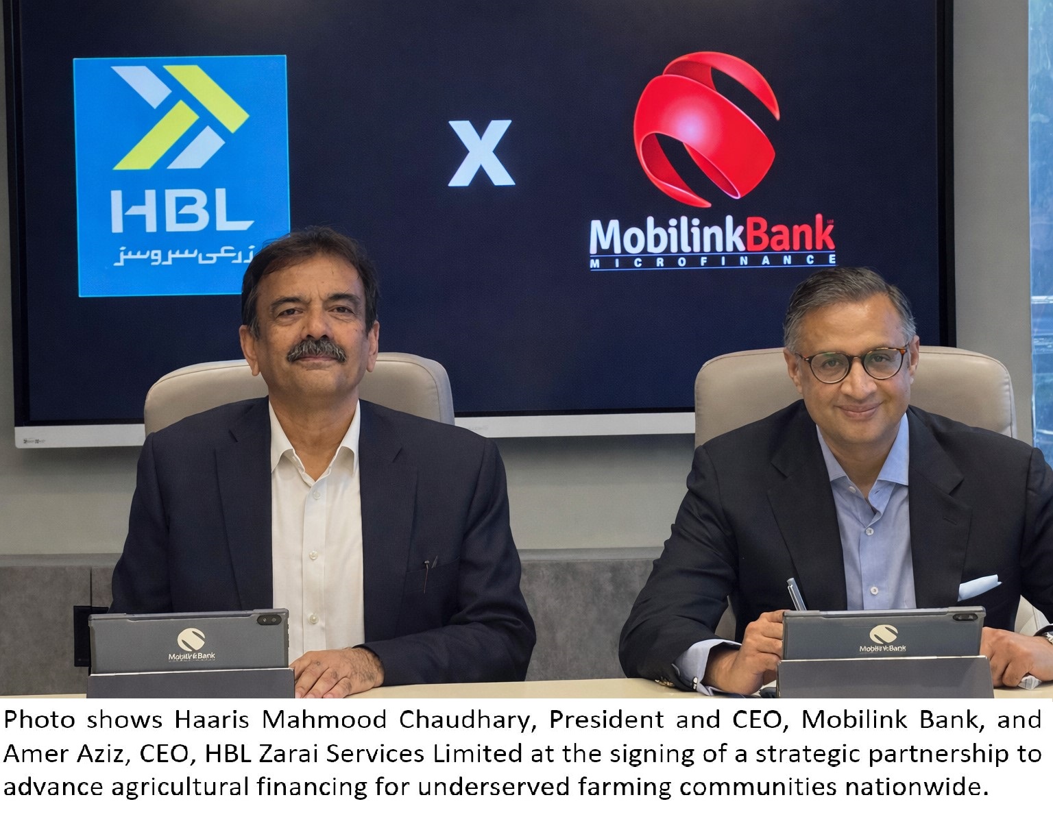 Mobilink Bank, HBL Zarai Services partner to strengthen agricultural financing for underserved communities